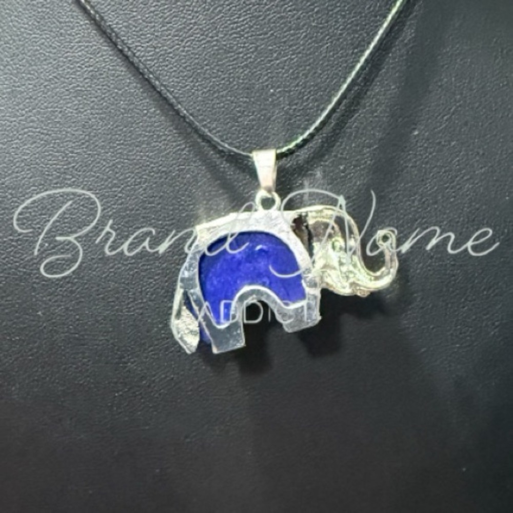 PRICE IS FIRM - Lapis Lazuli Silver Toned Elephant Necklace - Picture 4 of 6